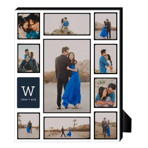 Modern Monogram Squares Personalized Frame, - No photo insert, 8x10, Black