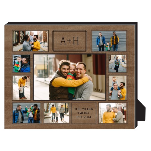 Rustic Initials Pictogram Personalized Frame, - Photo insert, 8x10, Brown