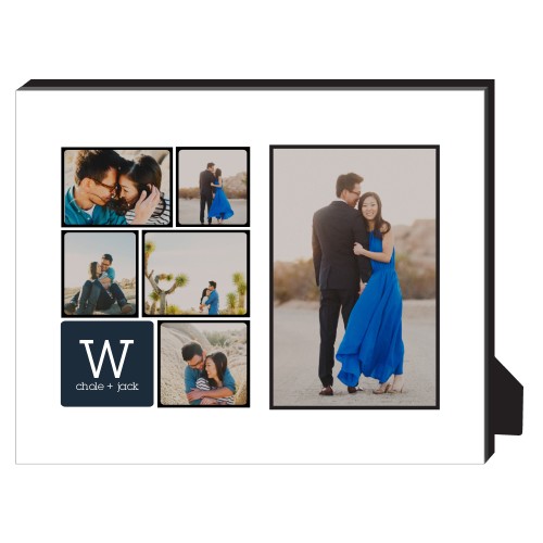 Modern Monogram Squares Personalized Frame, - No photo insert, 8x10, Black