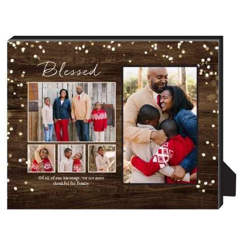 Blessed Rustic Lights Personalized Frame, - No photo insert, 8x10, Brown