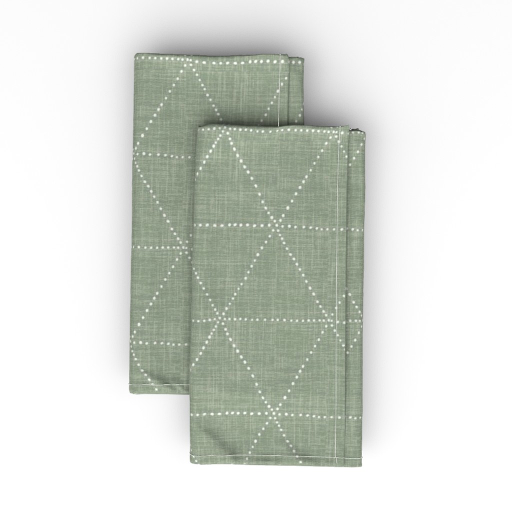 Boho Triangles - Sage Cloth Napkin, Longleaf Sateen Grand, Green