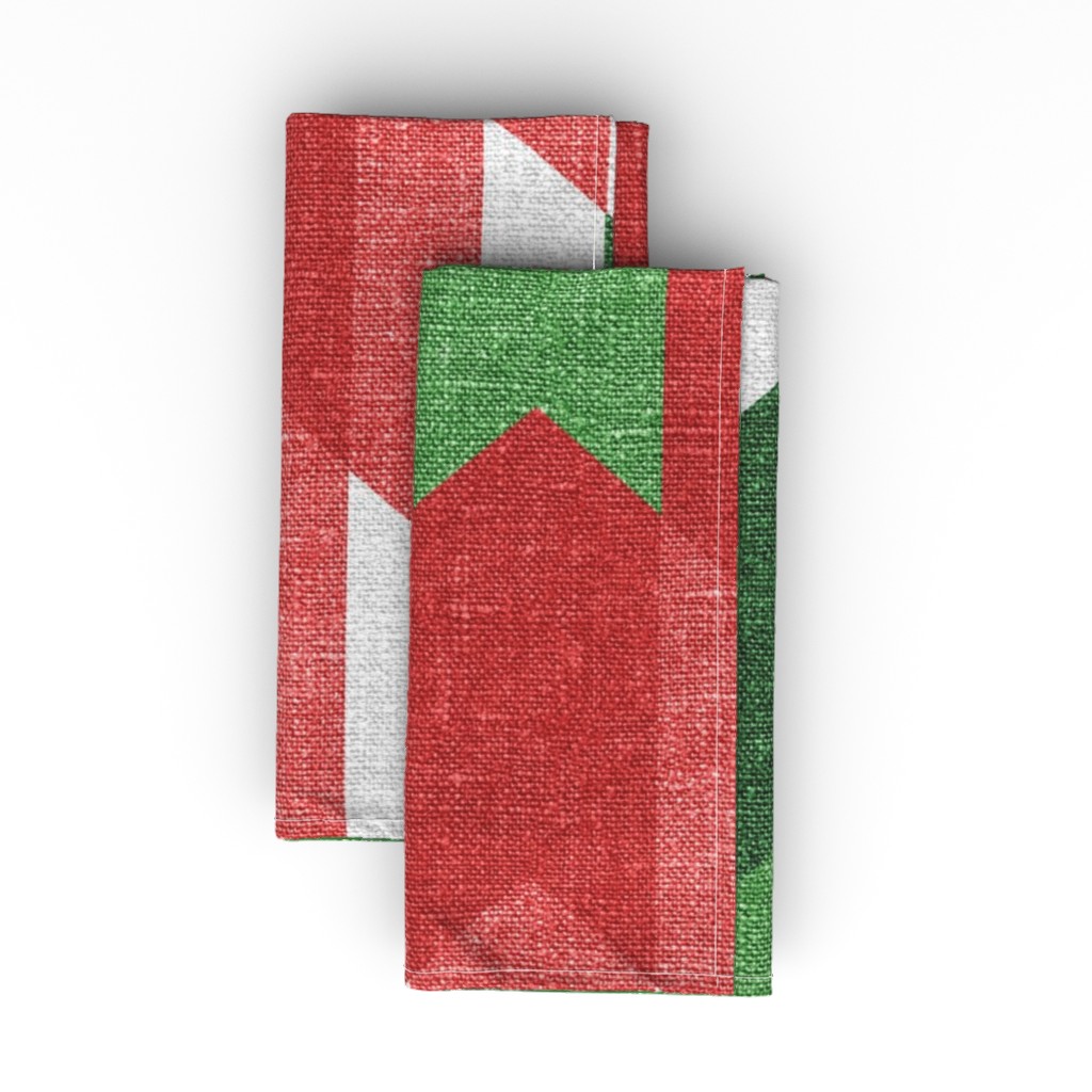 Christmas Cheer - Red, White and Green Cloth Napkin, Longleaf Sateen Grand, Multicolor