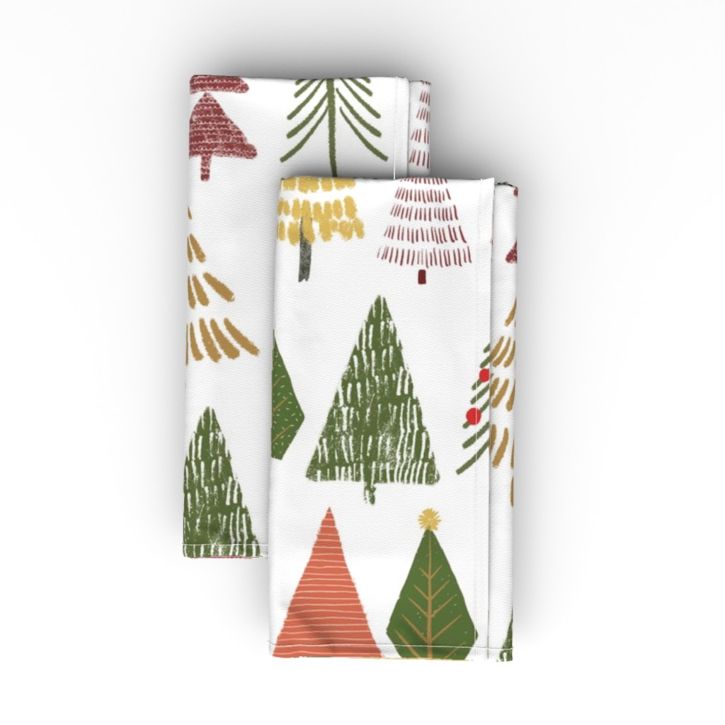 Christmas Time Trees - Multi Cloth Napkin, Longleaf Sateen Grand, Multicolor