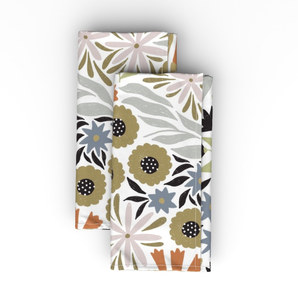 Adeline Floral - Muted Multi Cloth Napkin, Longleaf Sateen Grand, Multicolor