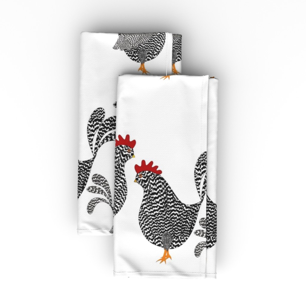 Chick, Chick, Chickens - Neutral Cloth Napkin, Longleaf Sateen Grand, White