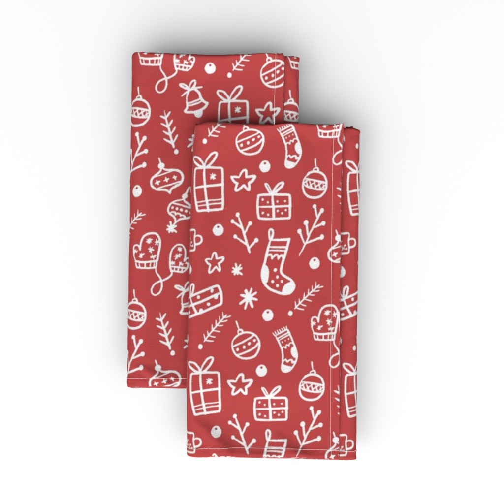 Christmas Gift Wraps - Red Cloth Napkin, Longleaf Sateen Grand, Red