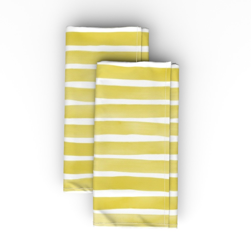Imperfect Watercolor Stripes Cloth Napkin, Longleaf Sateen Grand, Yellow