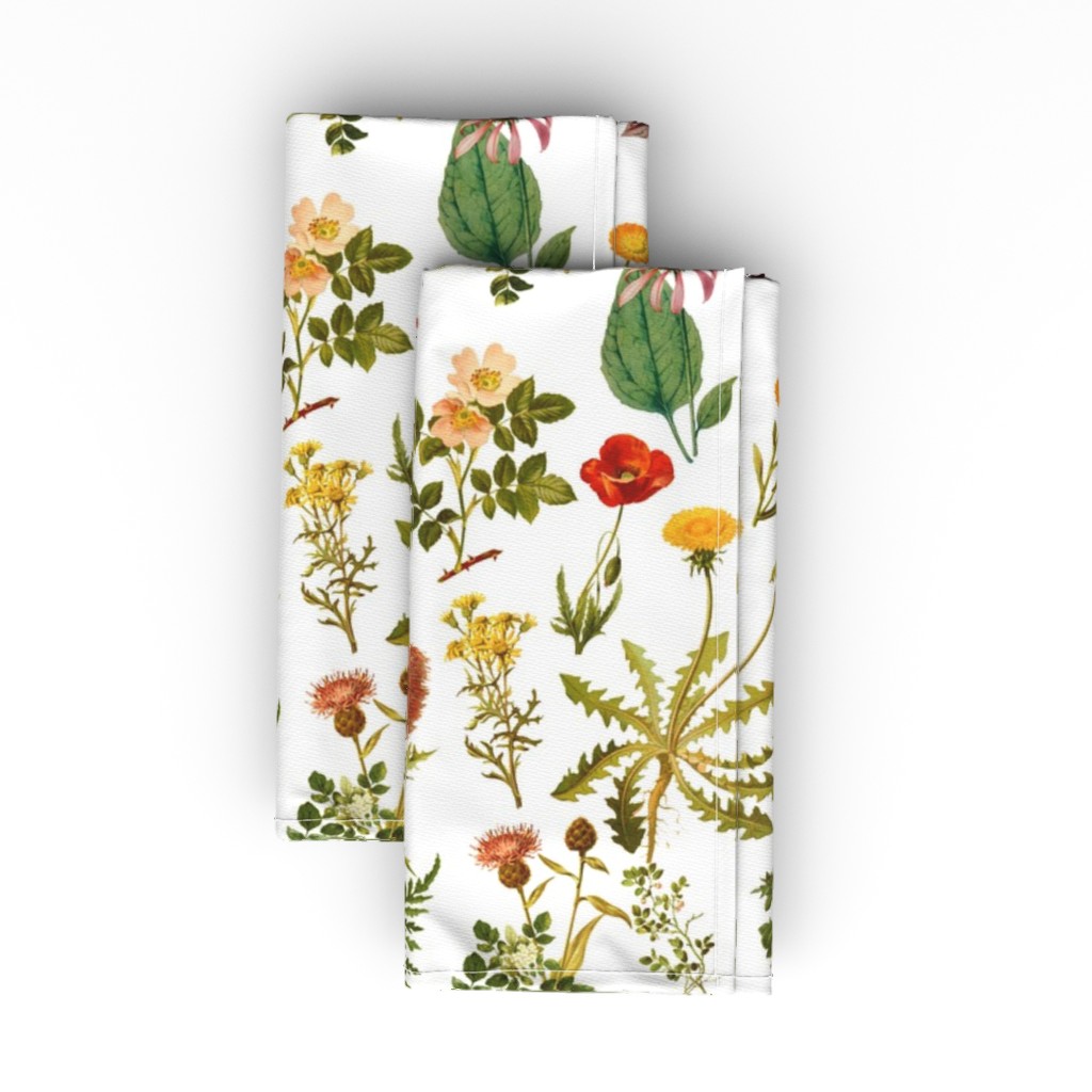 Vintage Botanical Wildflowers - Multi Cloth Napkin, Longleaf Sateen Grand, Multicolor