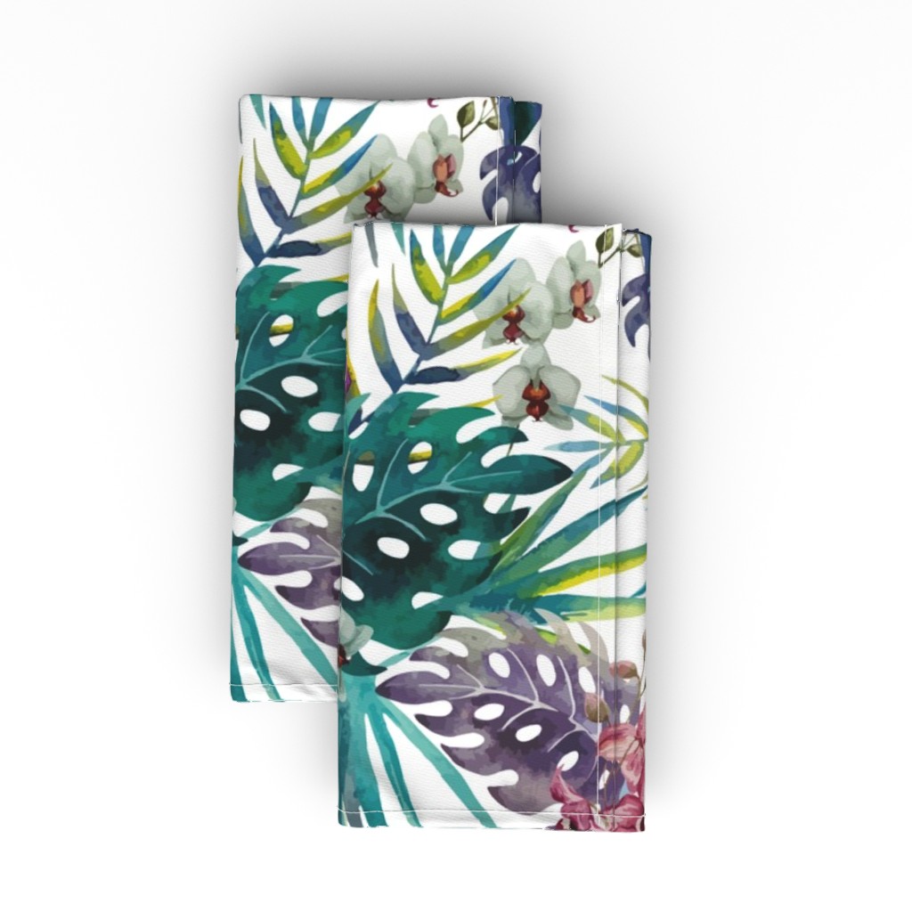 Tropical Hawaii Watercolor - Multi Cloth Napkin, Longleaf Sateen Grand, Multicolor