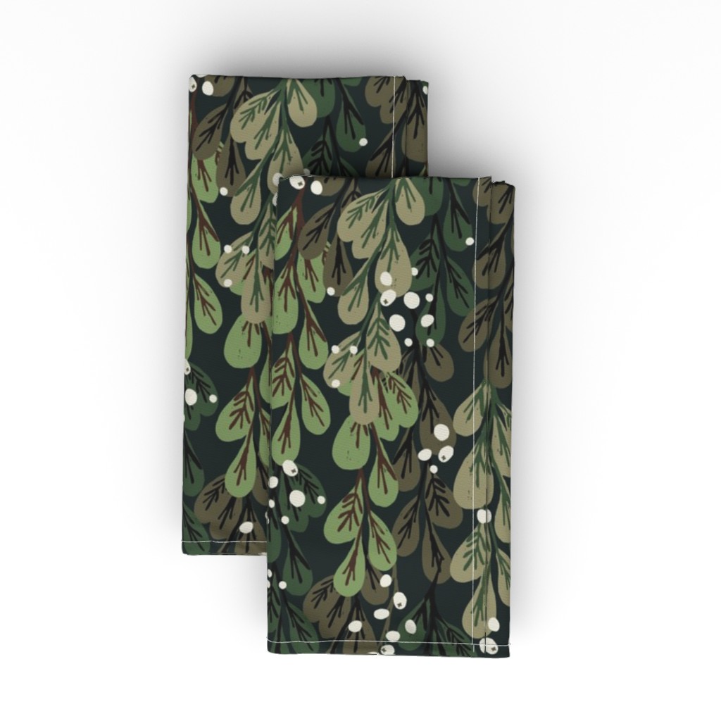 Mistletoe - Forest Greens Cloth Napkin, Longleaf Sateen Grand, Green