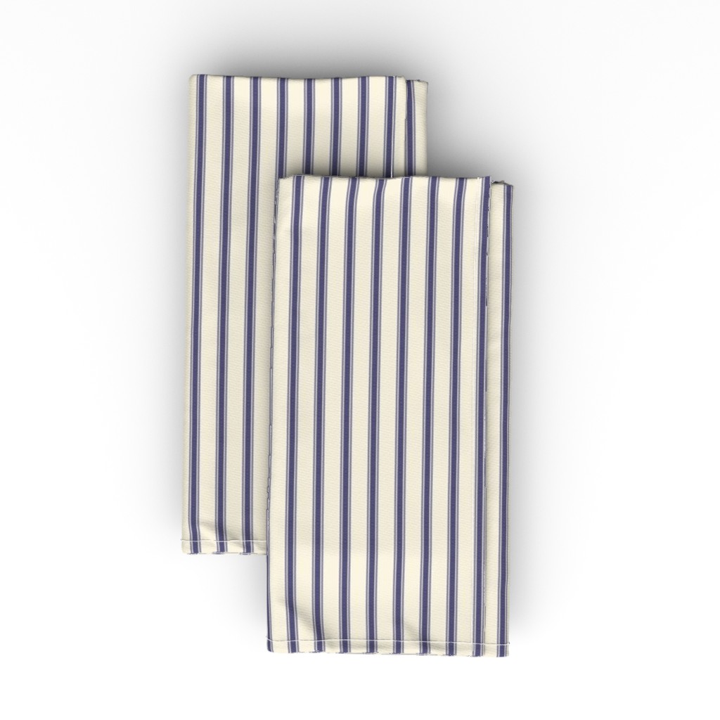 Modern Ticking Stripe - Navy & Off White Cloth Napkin, Longleaf Sateen Grand, Black