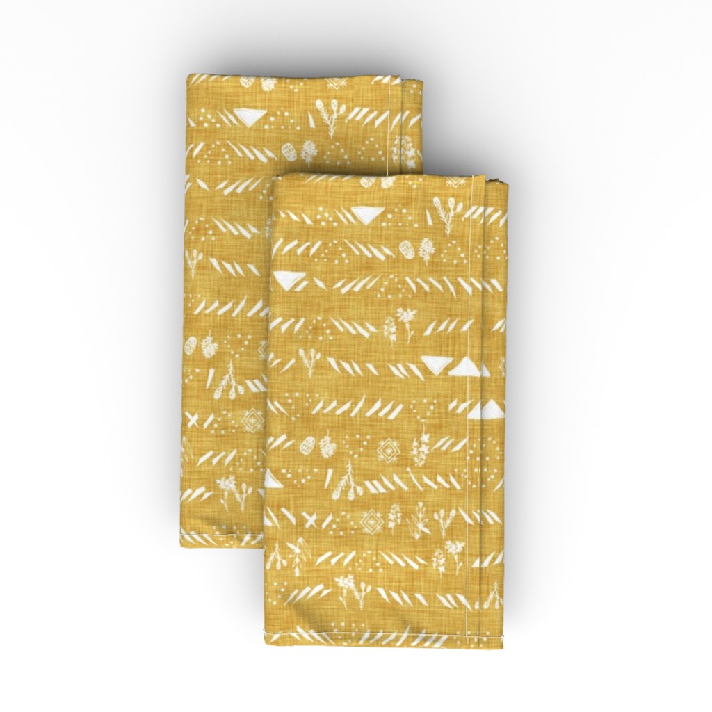 Sticks and Stones - Yellow Cloth Napkin, Longleaf Sateen Grand, Yellow