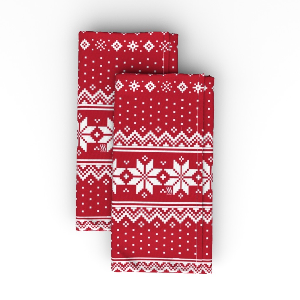 Nordic Christmas Cloth Napkin, Longleaf Sateen Grand, Red
