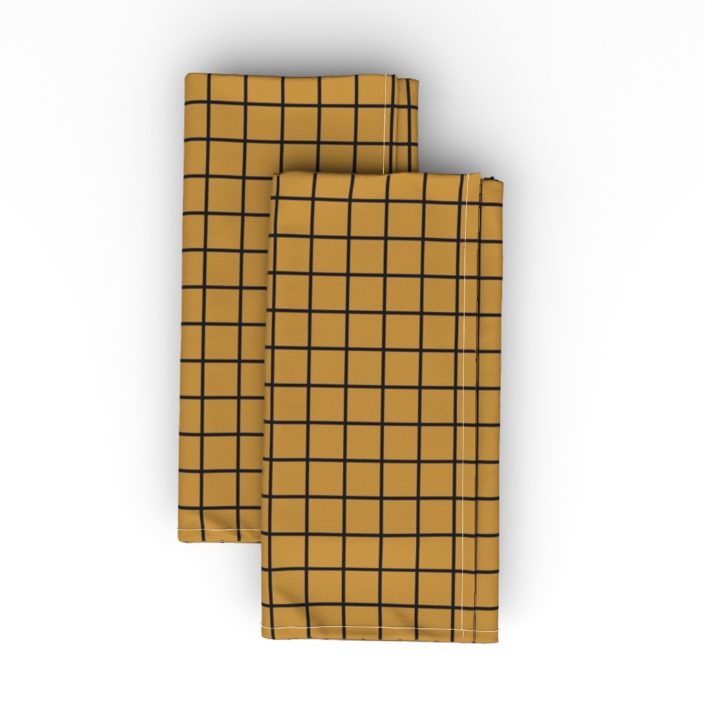 Square Grid Cloth Napkin, Longleaf Sateen Grand, Brown