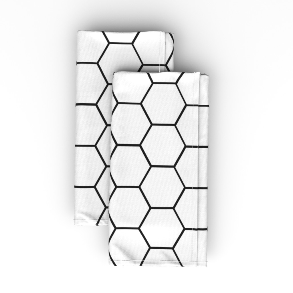 Hexagon Tile Cloth Napkin, Longleaf Sateen Grand, White