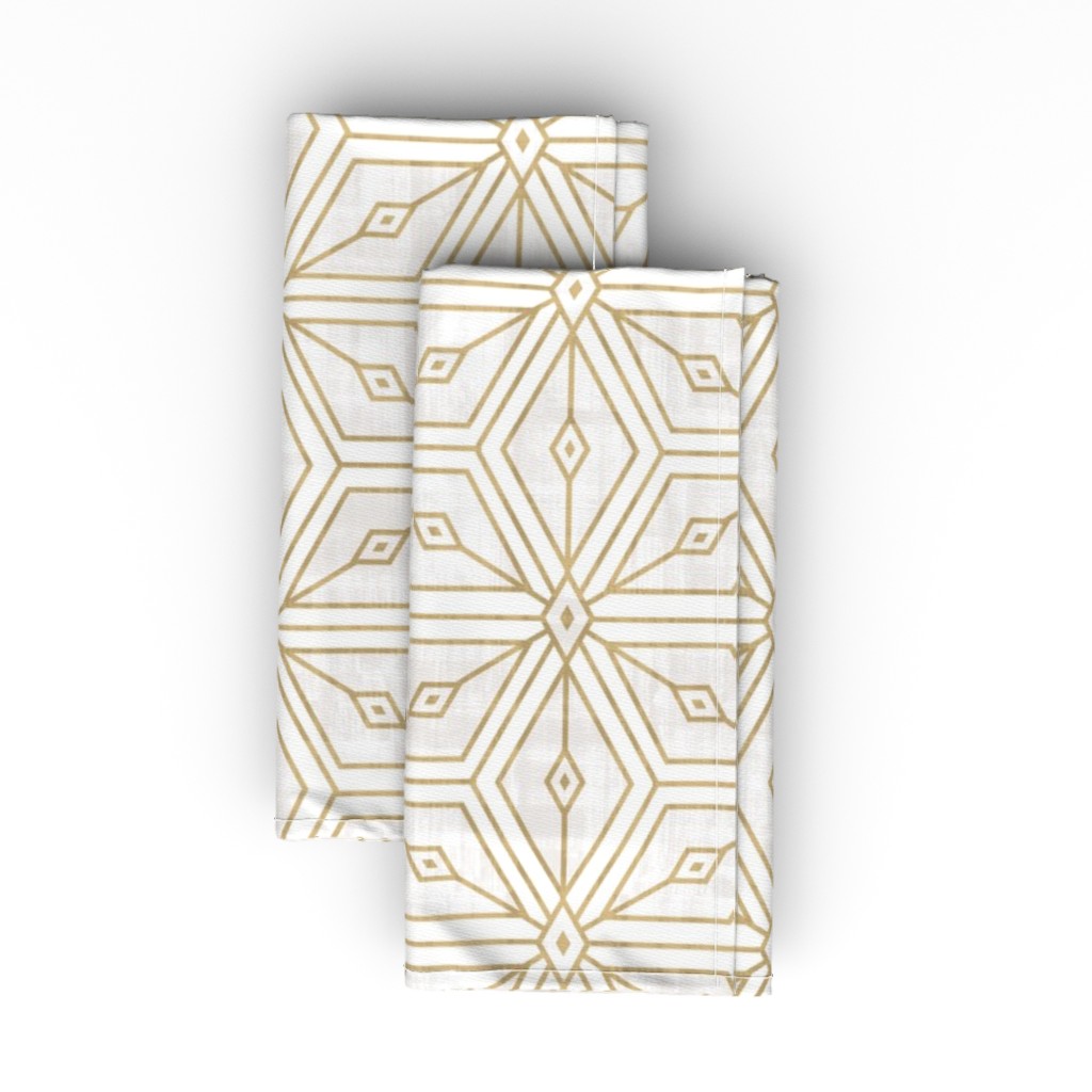Mod Star - White and Gold Cloth Napkin, Longleaf Sateen Grand, Yellow