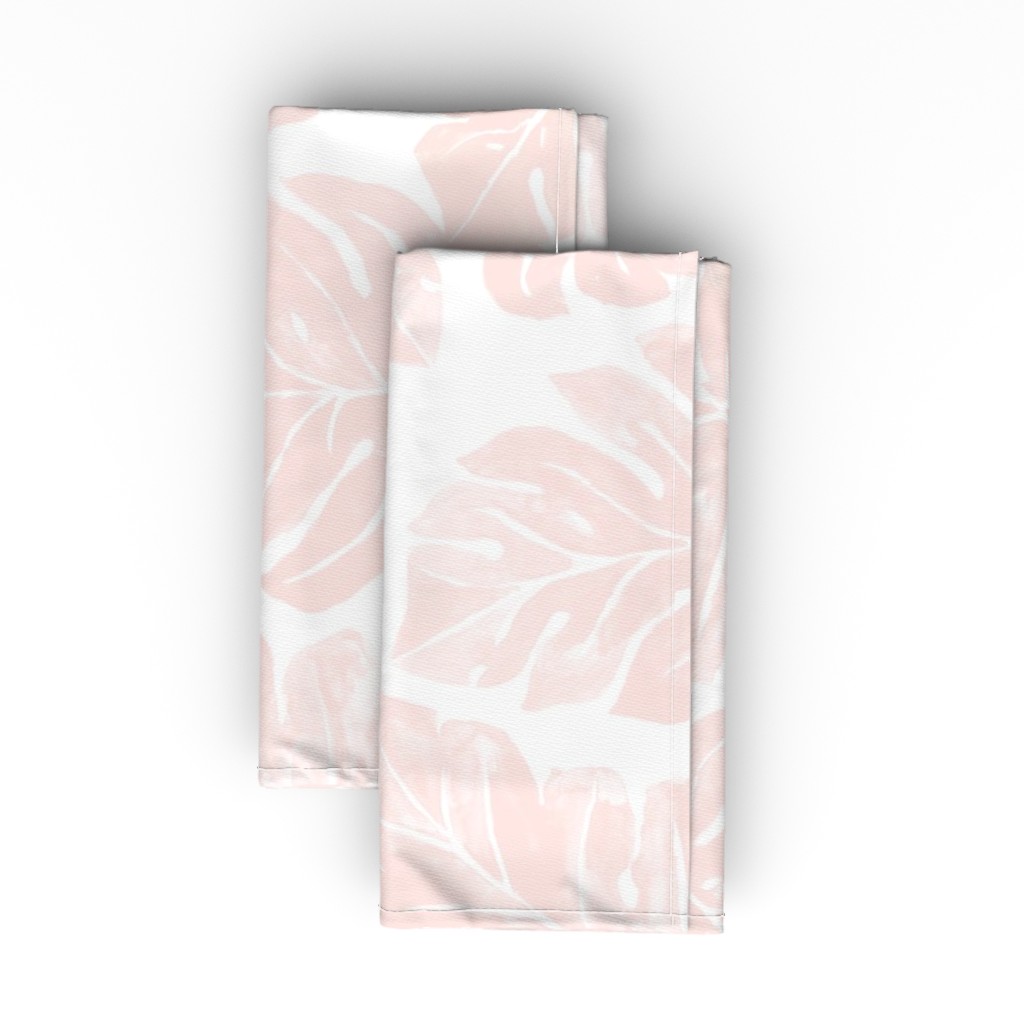 Jungle Monstera Leaves - Pink Cloth Napkin, Longleaf Sateen Grand, Pink