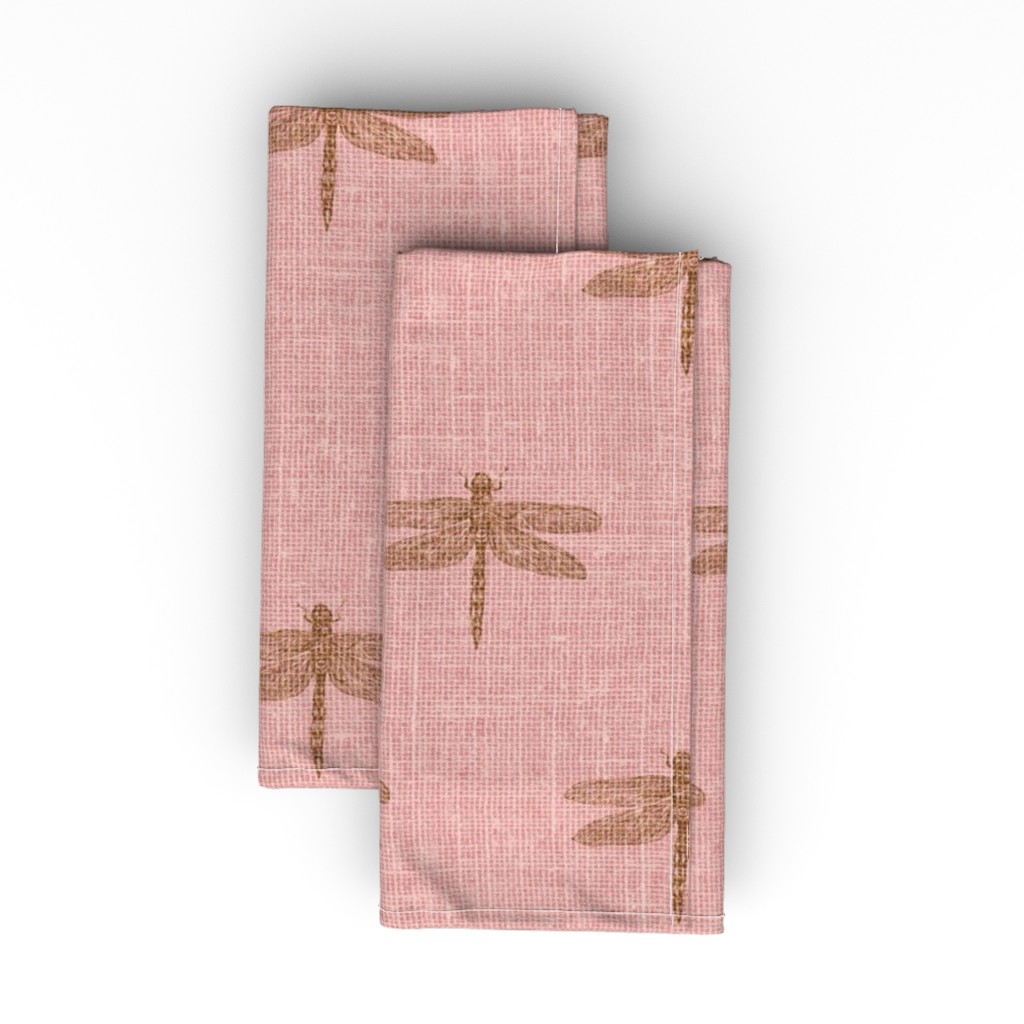 Copper Dragonflies Cloth Napkin, Longleaf Sateen Grand, Pink