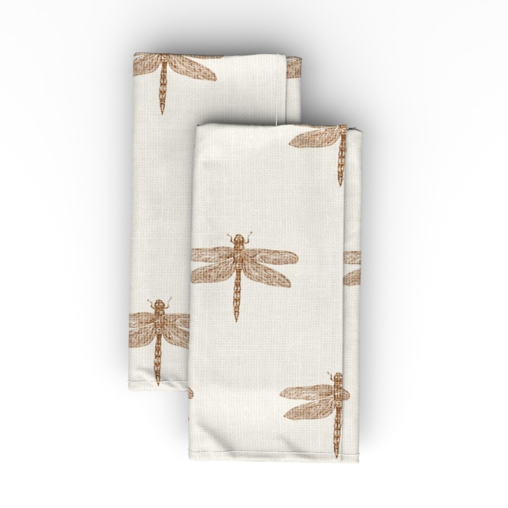Copper Dragonflies Cloth Napkin, Longleaf Sateen Grand, Beige