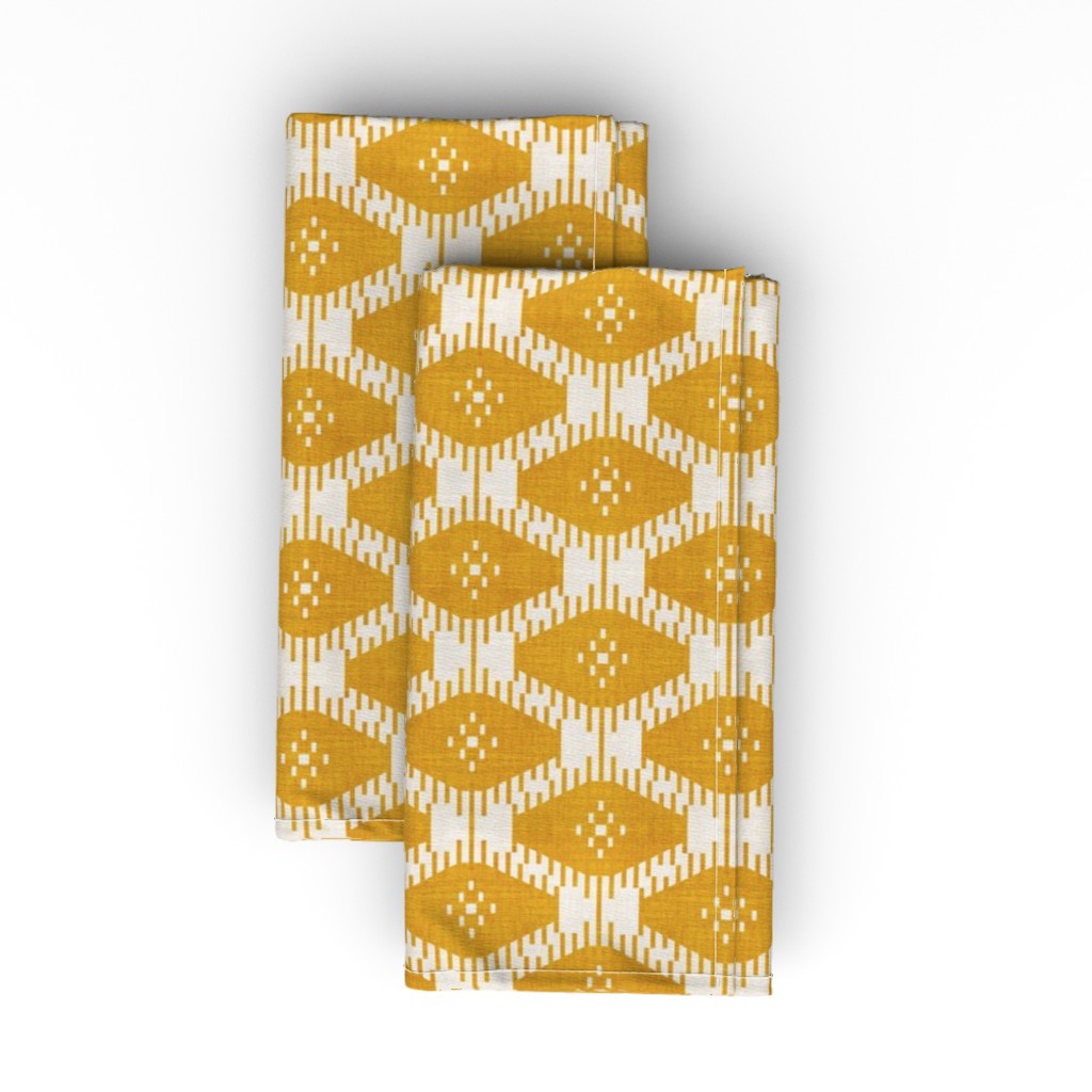 Stella Ikat - Yellow Cloth Napkin, Longleaf Sateen Grand, Yellow
