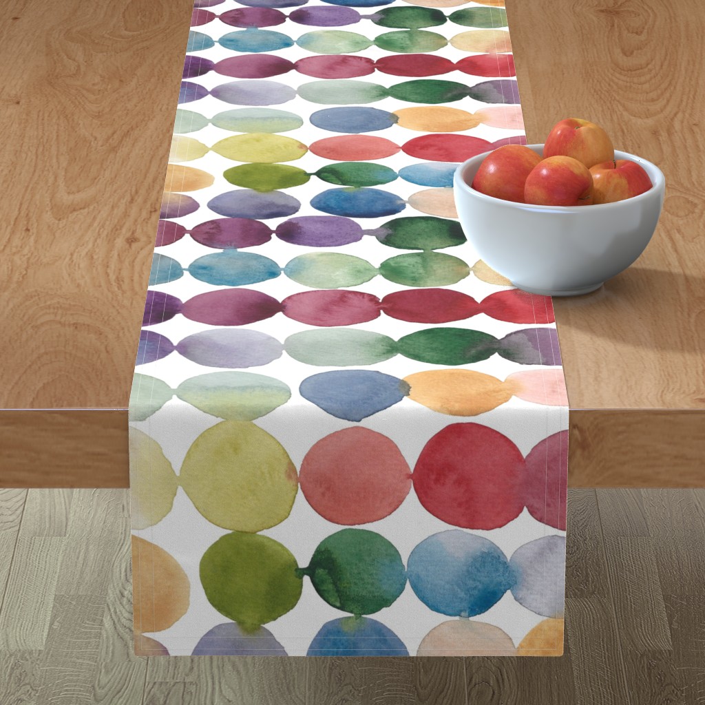 Colorful Spots - Watercolor Table Runner, 108x16, Multicolor