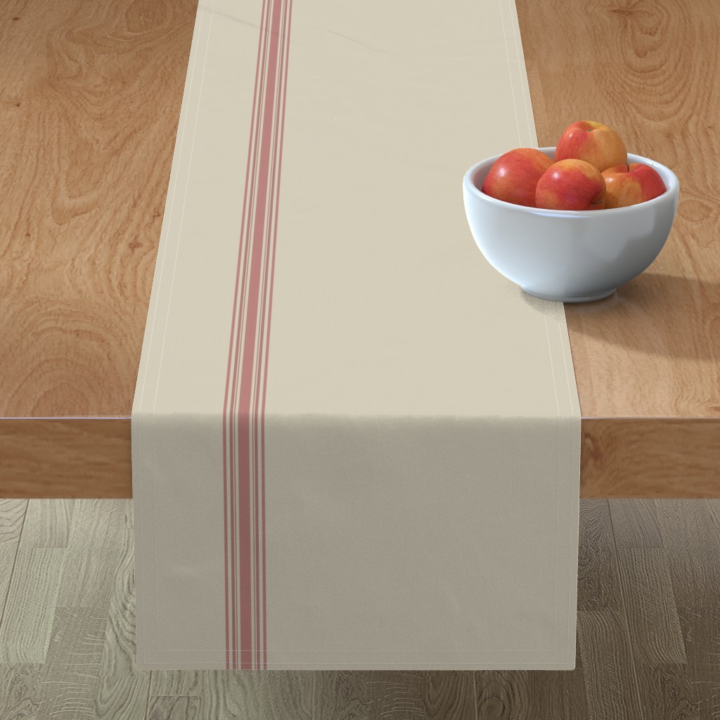 French Feedsack Stripe Table Runner, 108x16, Pink