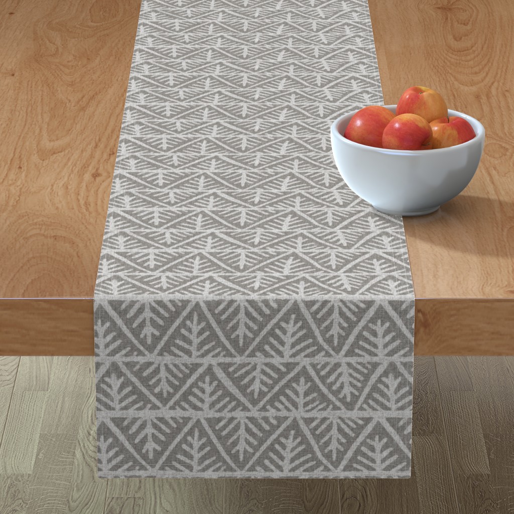 Textured Mudcloth Table Runner, 108x16, Gray