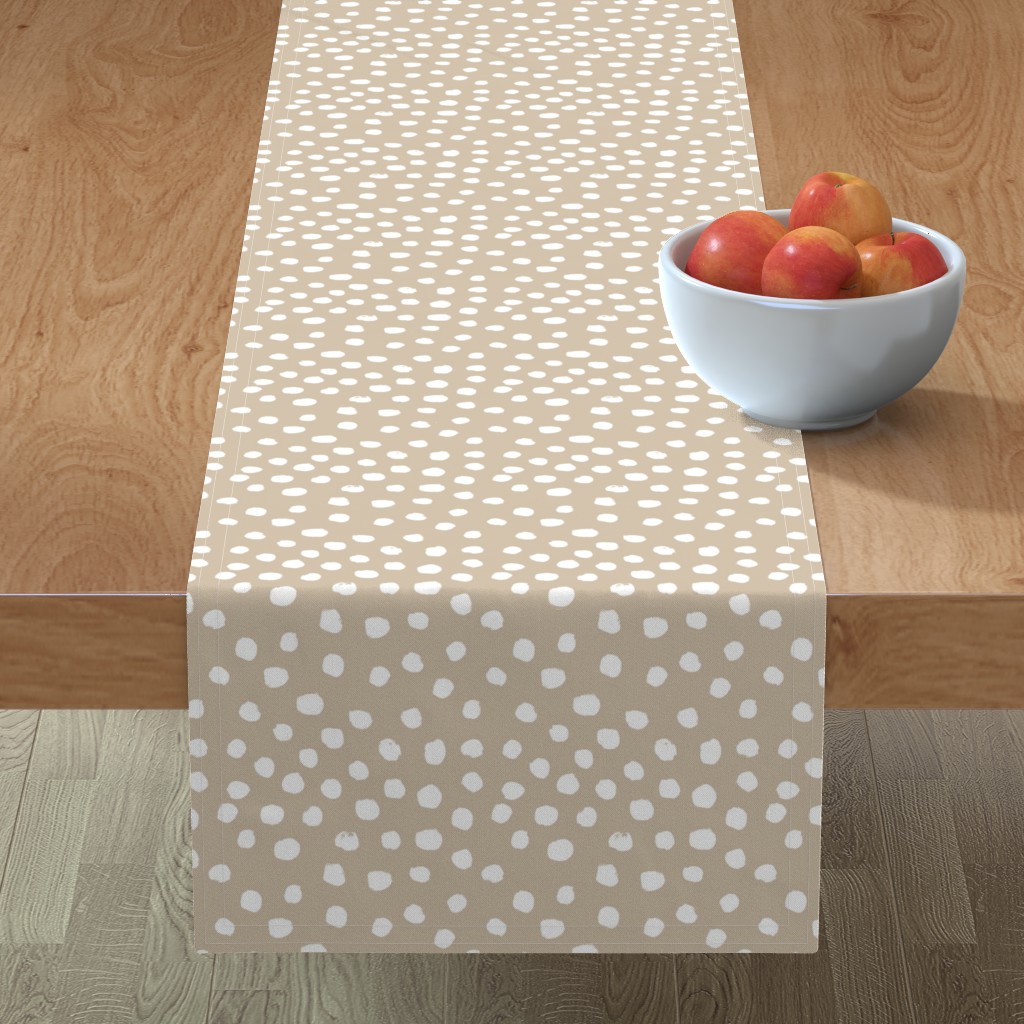 Soft Painted Dots Table Runner, 108x16, Beige