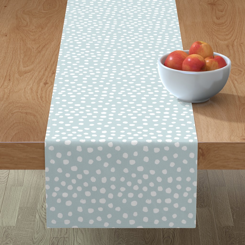 Soft Painted Dots Table Runner, 108x16, Blue