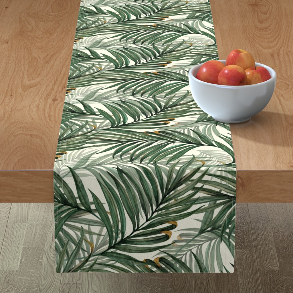 Palm Leaves King Pineapple Table Runner, 108x16, Green