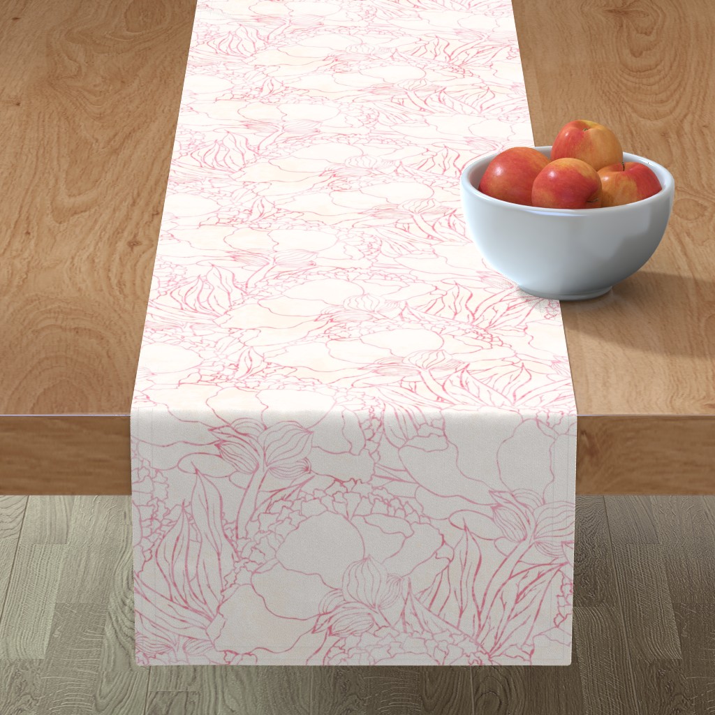 Peonies - Light Pink Table Runner, 108x16, Pink
