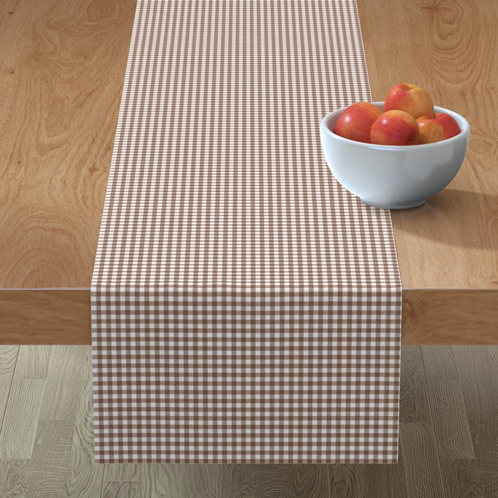 Woodland Gingham - Brown Table Runner, 108x16, Brown