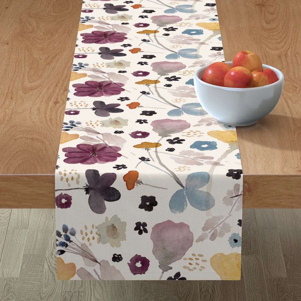 Watercolor Floral - Multi Table Runner, 108x16, Multicolor