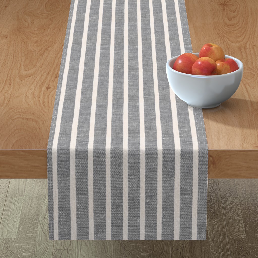 Linen Towel Vertical Table Runner, 108x16, Gray