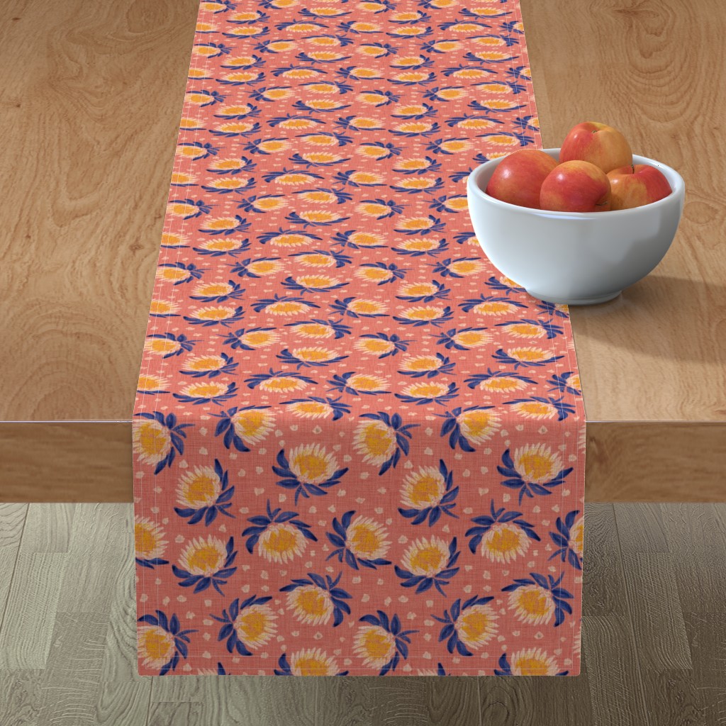 african king protea pink table runner