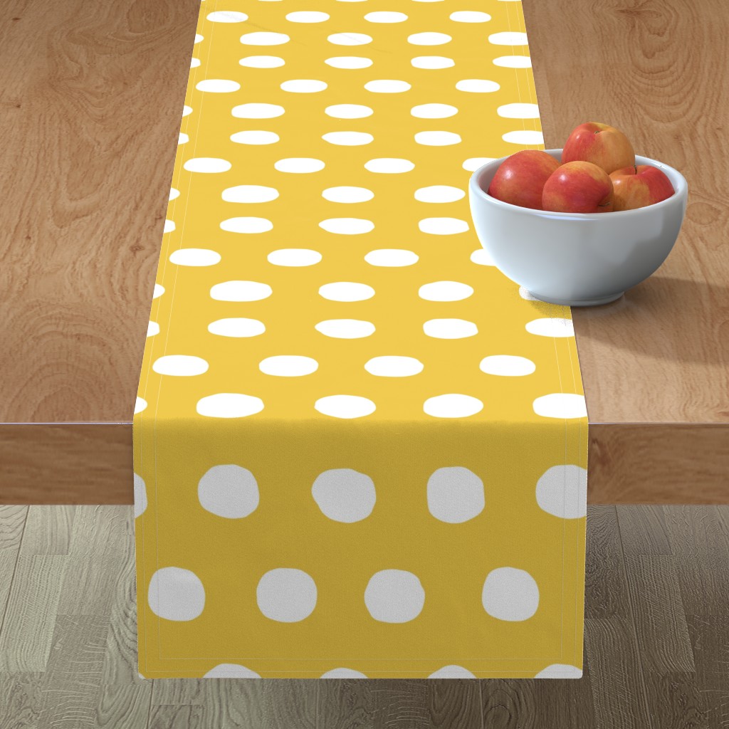 Dots - Yellow and White Table Runner, 108x16, Yellow