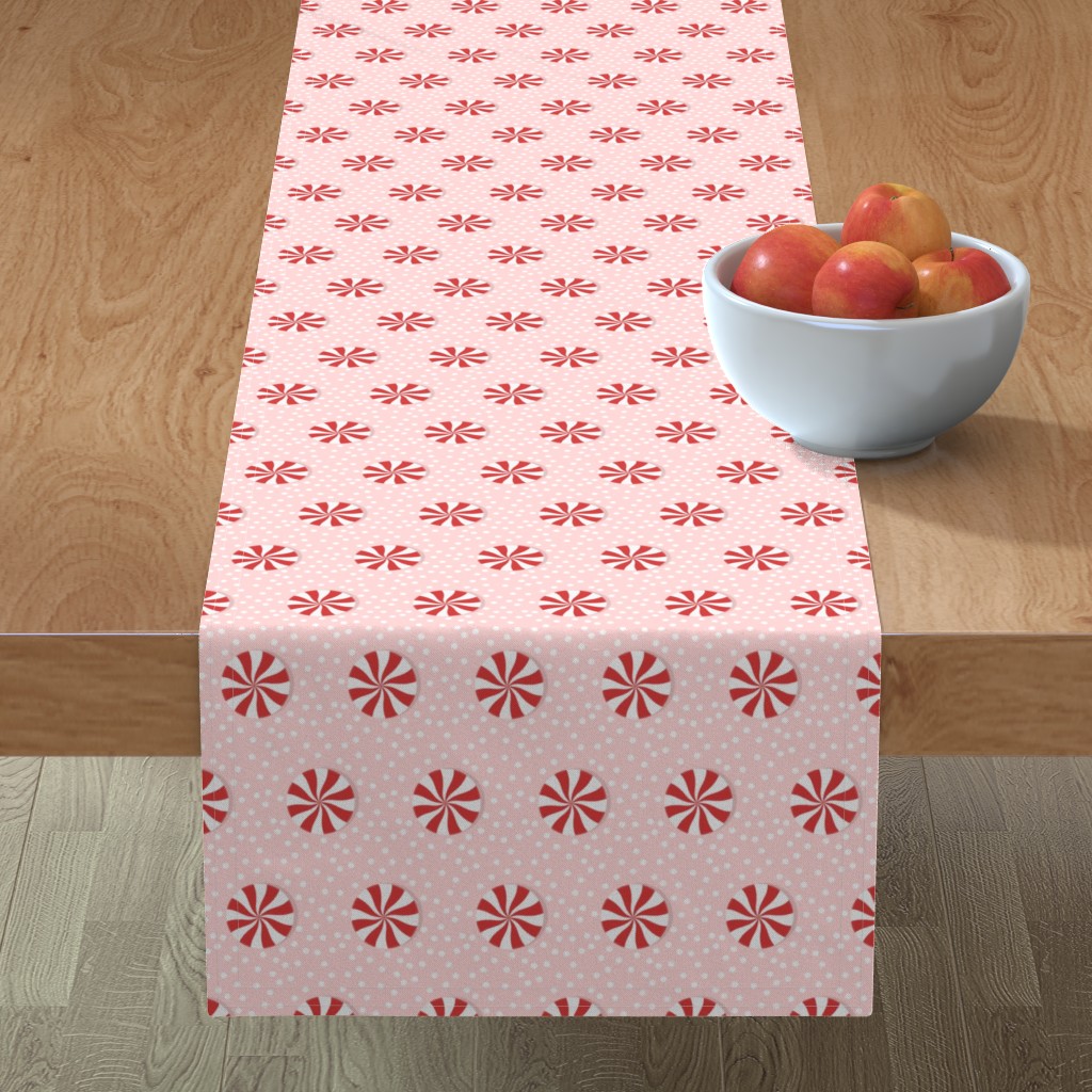 Winter Peppermint Candy on Pink Table Runner, 72x16, Pink