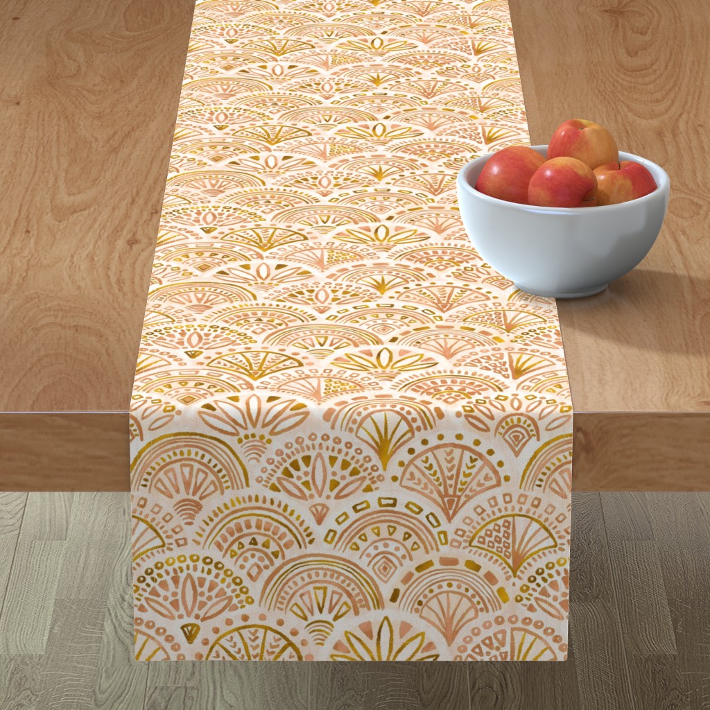 Seashell Geometry - Neutral Table Runner, 72x16, Orange