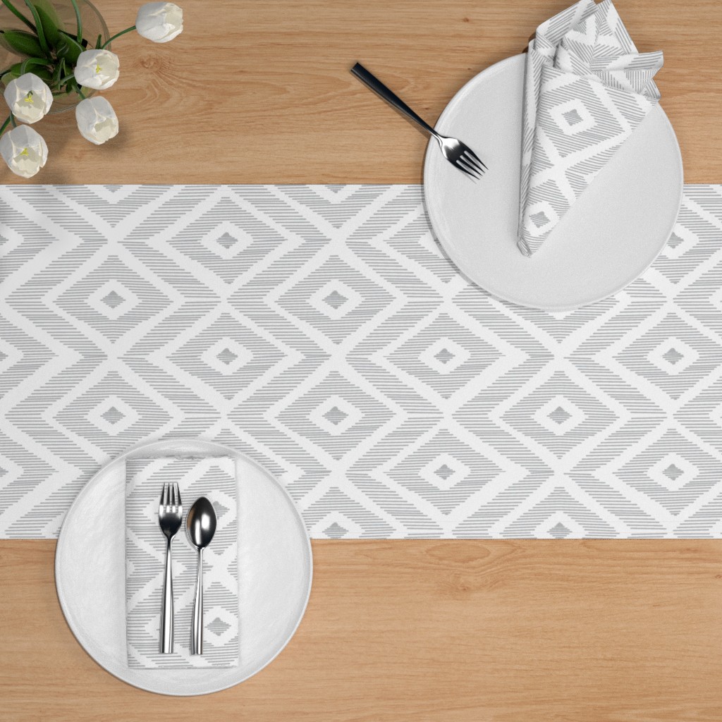 Ikat - Gray and White Table Runner | Shutterfly