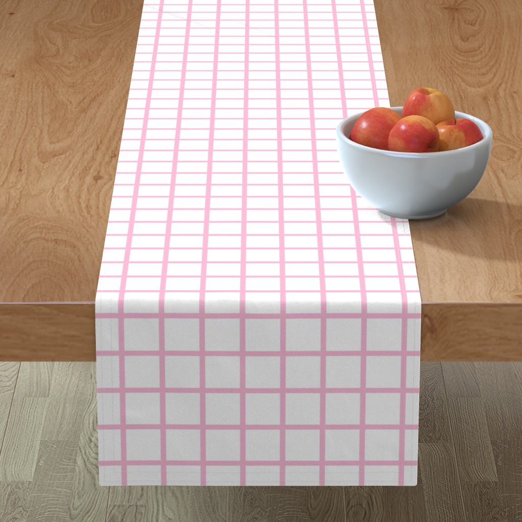 Grid - Pink and White Table Runner, 72x16, Pink