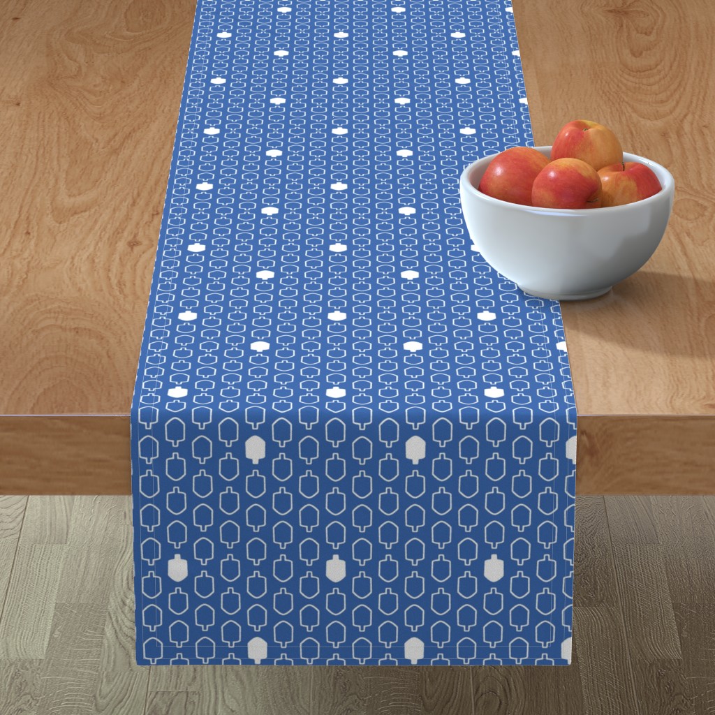 Mod Dreidels Inverse Table Runner, 72x16, Blue