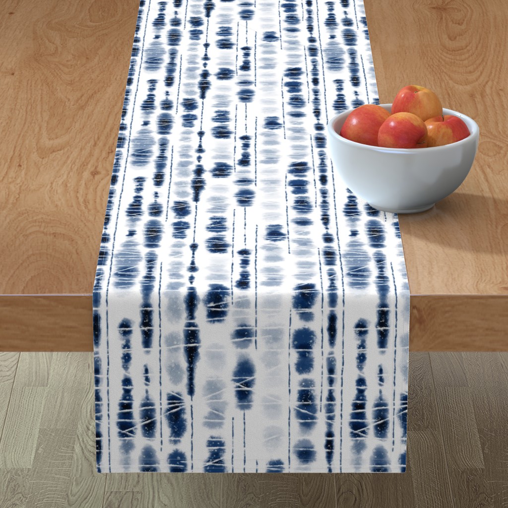 Shibori Stripes - Indigo Table Runner, 72x16, Blue