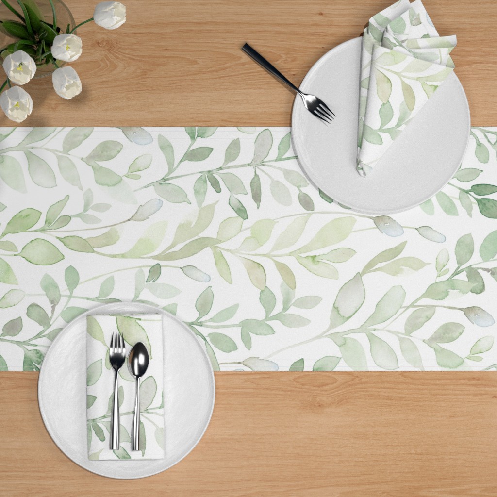 Midsummer Leaves - Light Green Table Runner | Shutterfly