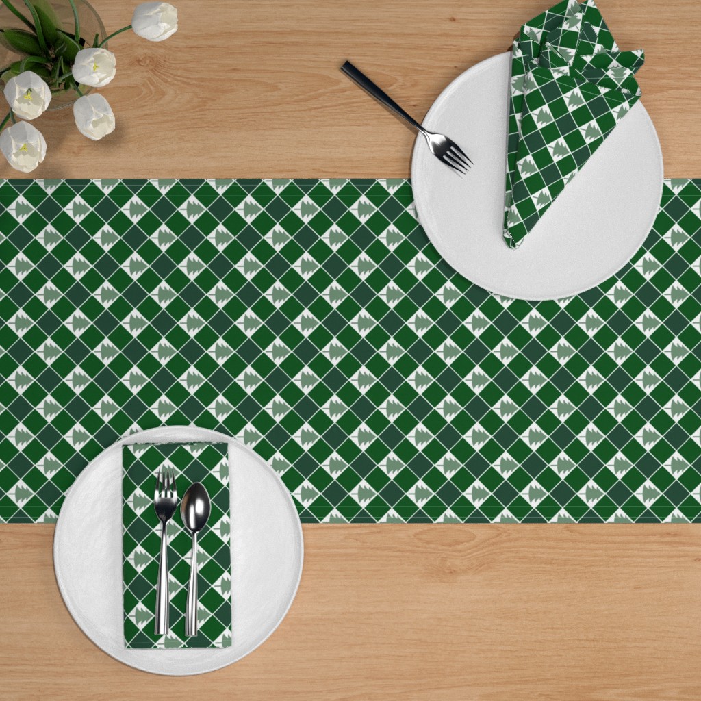 Christmas Tree Checkers Green Table Runner Shutterfly