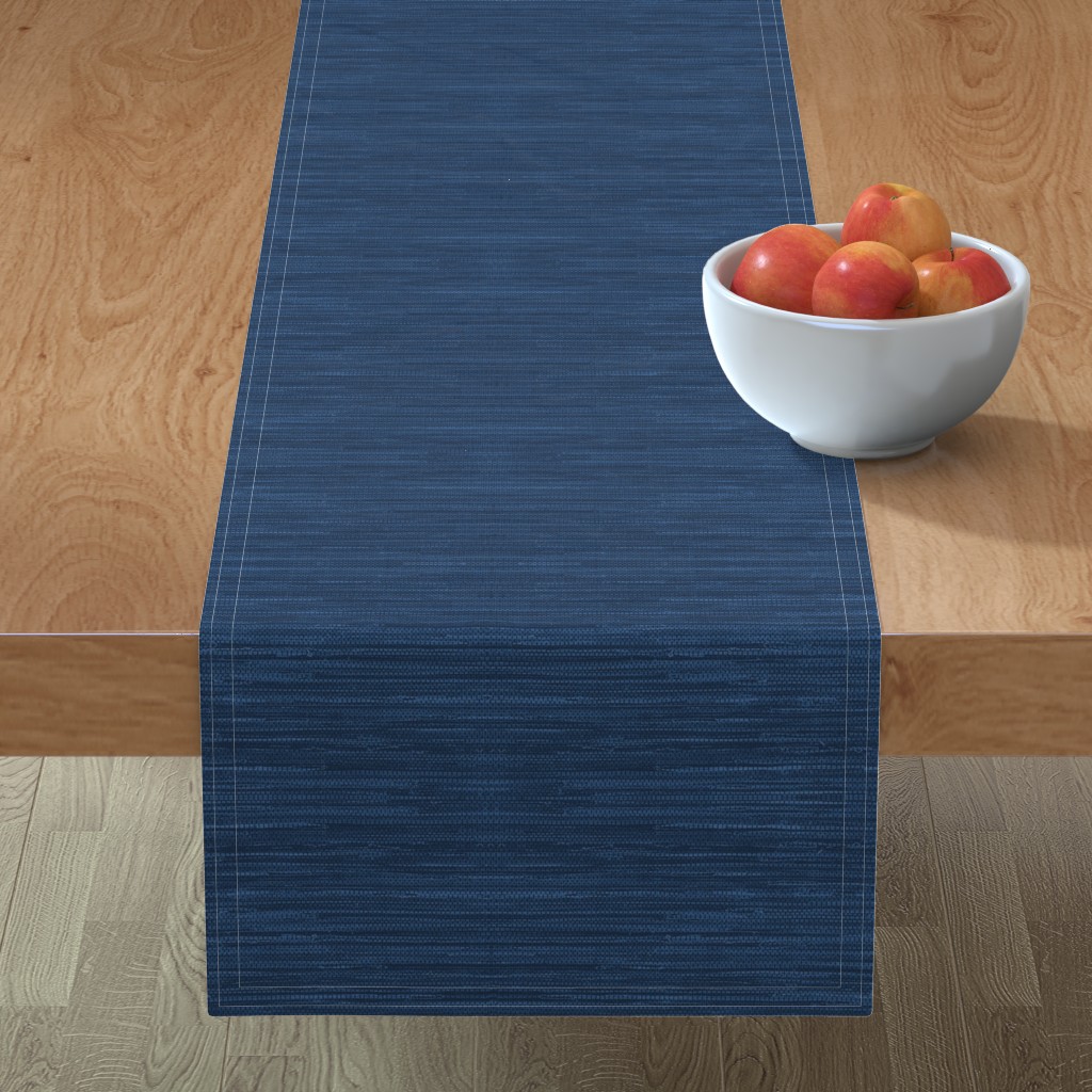 Grasscloth Table Runner, 90x16, Blue