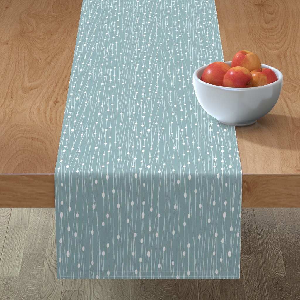 Entangled Geometric Lines Table Runner, 90x16, Blue