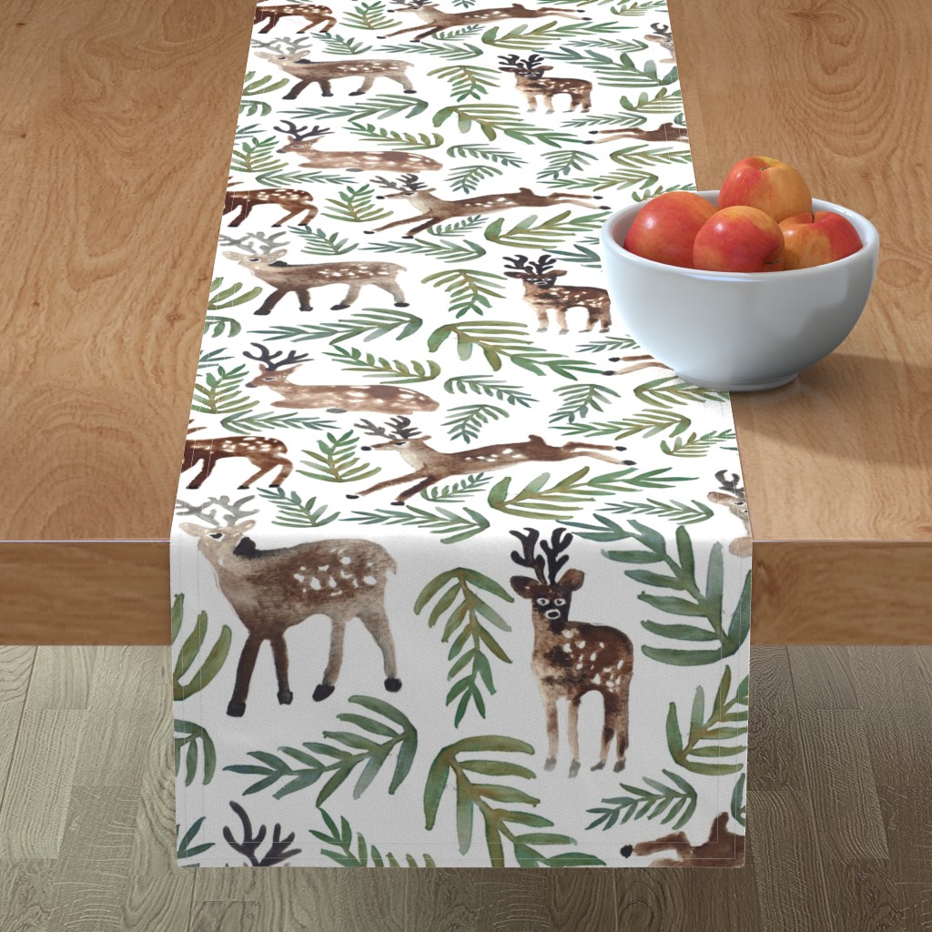 Loved Dearly - Green & Brown on White Table Runner, 90x16, Green