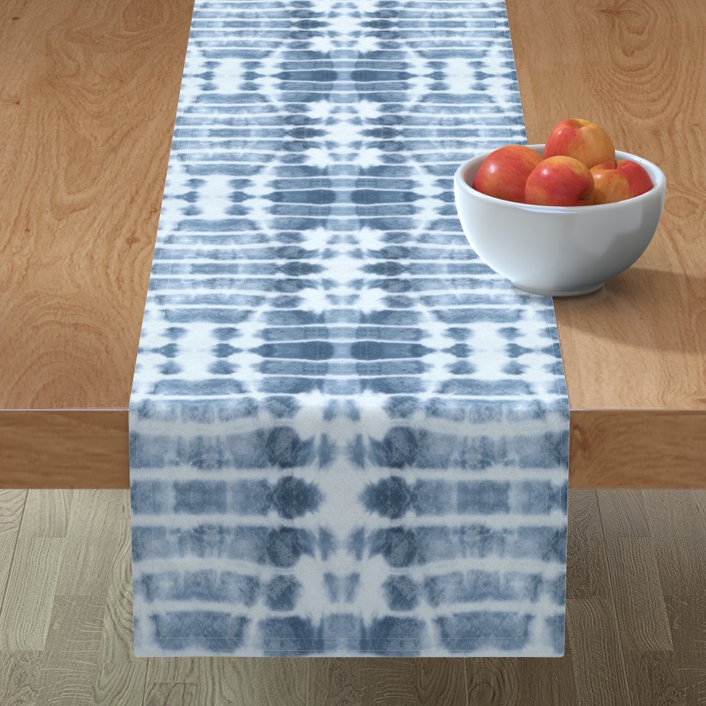 Kanoko Shibori Tie Dye - Blue Table Runner, 90x16, Blue