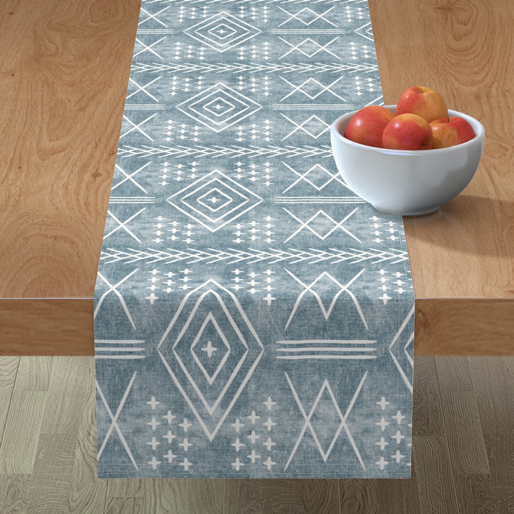 Vintage Moroccan Table Runner, 90x16, Blue