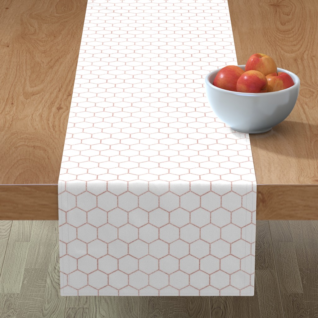 Hexagon Tile Table Runner, 90x16, Pink